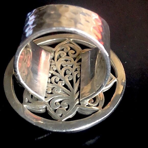 LOIS HILL Sterling Silver Hammered Cigar Band Flower Statement Ring Sz 9 - Picture 7 of 16